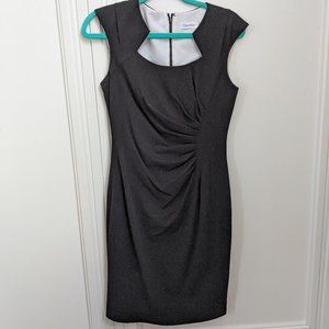 Calvin Klein Little Black Dress with Cutout Neckline and Ruching EUC